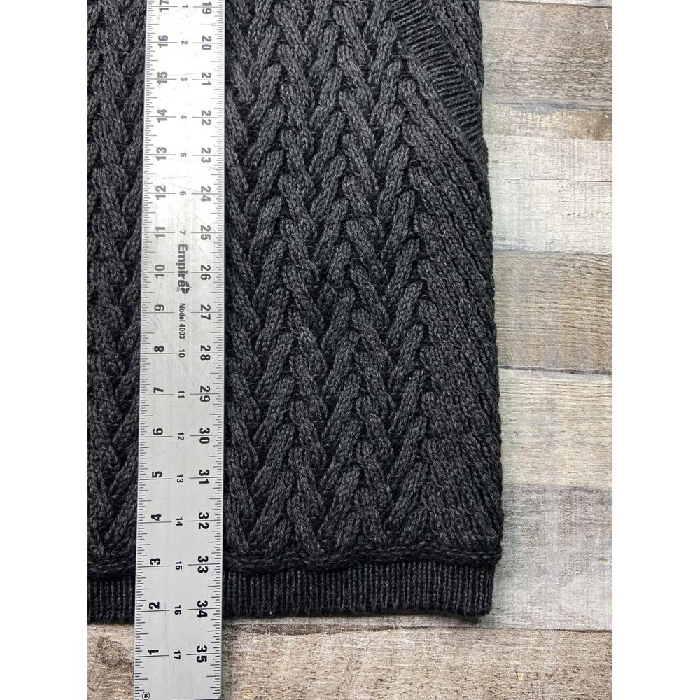 Aran Crafts Merino Wool Cable Open Hooded Long Cardigan Sweater Robe Adult Sz L - Picture 6 of 7